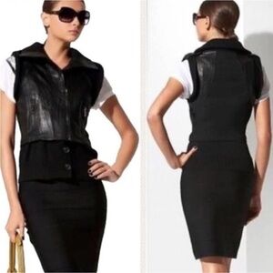 EUC BCBG Viggo Black Leather and Knit Vest size medium